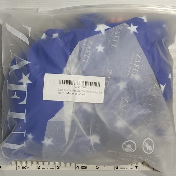 NWT ZAFUL Medium Tankini High Waist American Flag bikini set - Picture 3 of 6
